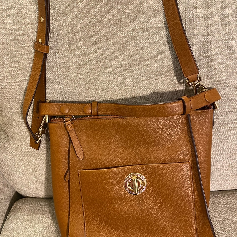 Cole Haan Brown Leather Crossbody Bag with Adjustable Strap